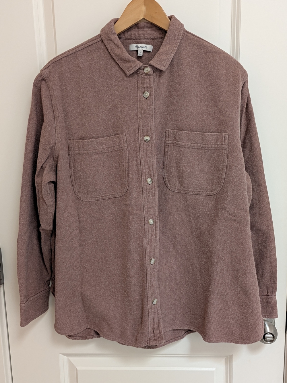 Madewell Women's Flannel Oversized Ex-Boyfriend Swing Shirt in Dusty Rose